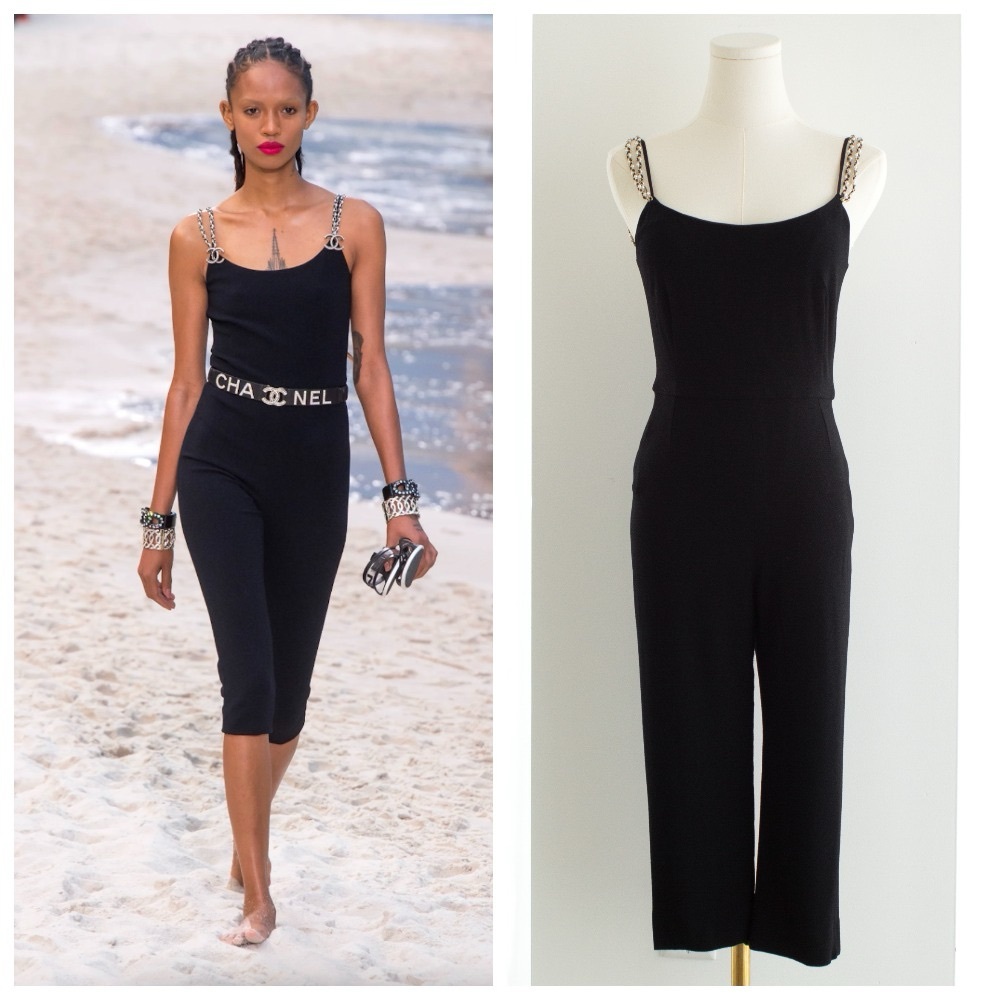 Chanel S/S 2019 Black Pearl Straps Runway 19S 19P Romper Jumpsuit